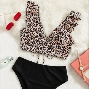 Leopard lace up bikini